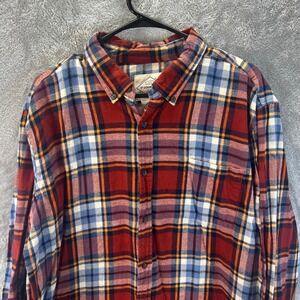 St Johns Bay Mens XL Red Plaid Flannel Button Down Shirt Long Sleeve Lumberjack‎